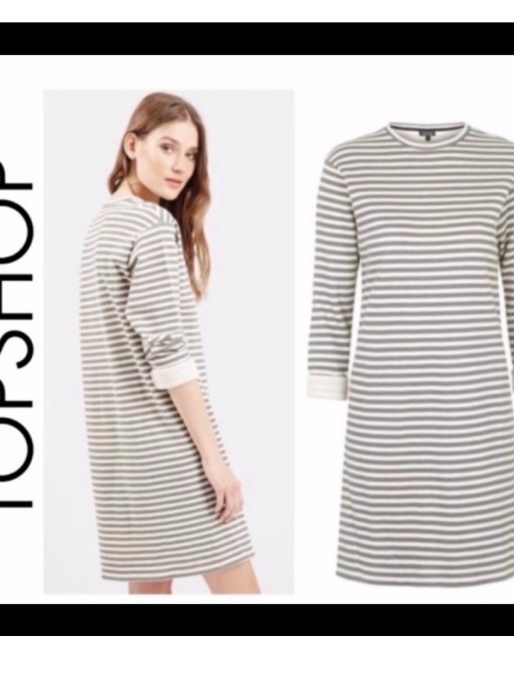 Topshop Gray and White Striped Mini Dress Size US4